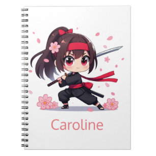Carnet Cute ninja guerrière fille en fleur