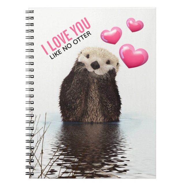 Carnet Cute Otter avec Coeurs roses Vous aimez jouer (Devant)