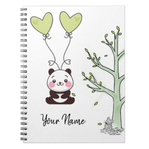 Carnet Cute Panda Girly Green Custom