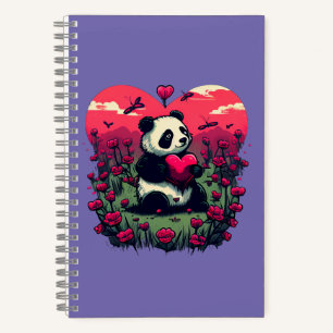Carnet Cute Panda Holding Heart - cadeau de la Saint-Vale