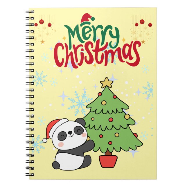 Carnet cute panda merry Christmas note book (Devant)