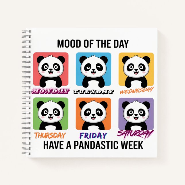 Carnet Cute Panda Mood of the Day Notebook – Kawaii Weekl (Devant)