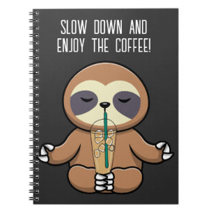 Carnet Cute paresseux & café glacé, ralentissez & profite