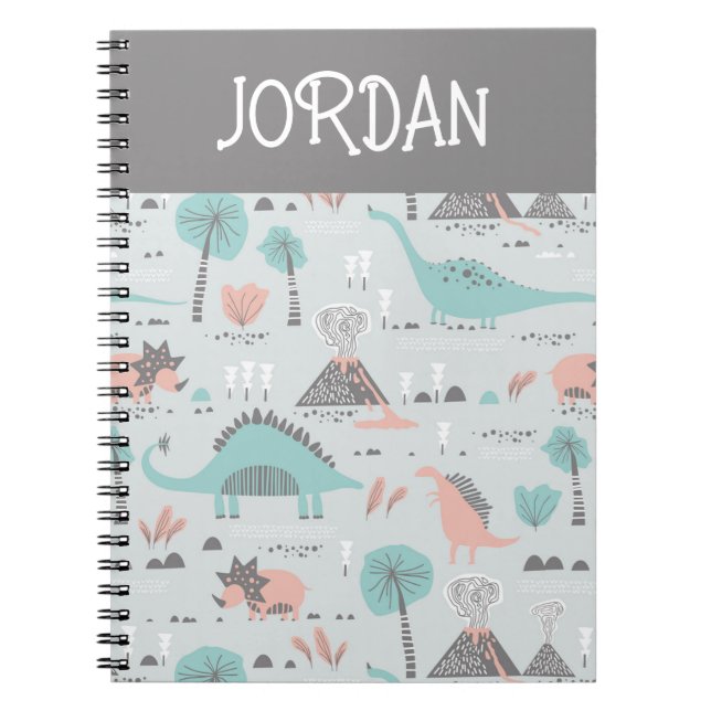 Carnet Cute Pastel Dinosaur Motif (Devant)