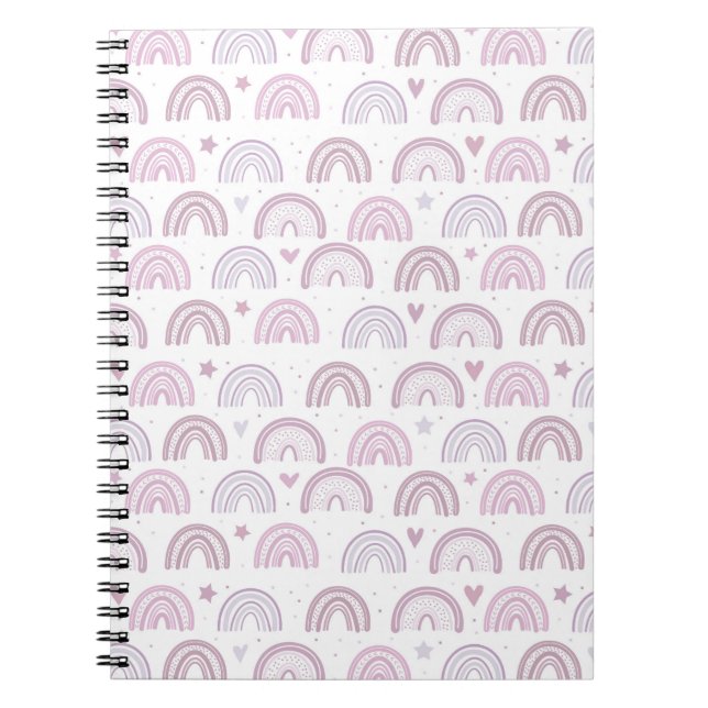 Carnet Cute Pastel Pink Rainbows Coeurs & Etoiles motif (Devant)