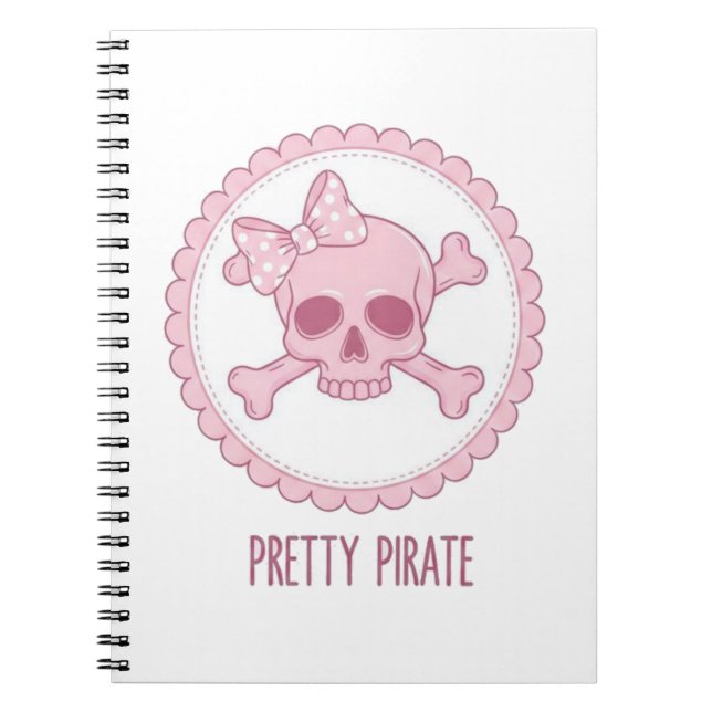 Carnet Cute Pastel Pink Skull with Bow and Crossbones Des (Devant)