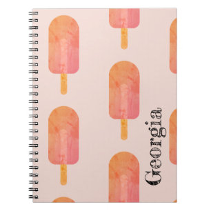 Carnet Cute Peachy Orange Popsicle Nom Personnalisé Carne