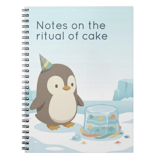 Carnet Cute Penguin Cake | Dry Humour Custom Notebook (Devant)