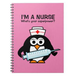 Carnet Cute penguin nurse and funny quote spiral notebook
