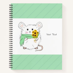 Carnet Cute Petit Hamster & Tournesols Vert
