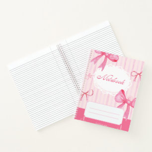 Carnet Cute Pink Bow Spiral Notebook Coquette School