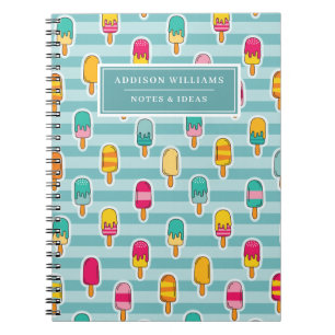 Carnet Cute Popsicle Motif d'été Nom personnalisé