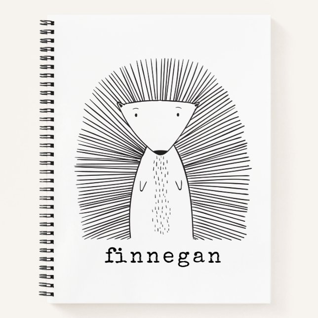 Carnet Cute Porcupine Ligne Simple Dessin Personnalisé (Devant)