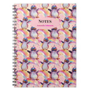 Carnet Cute Rainbow Penguins et Stars Motif