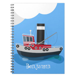 Carnet Cute red fishing trawler boat cartoon