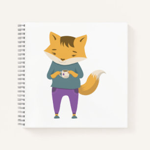 Carnet Cute renard avec tasse de thé