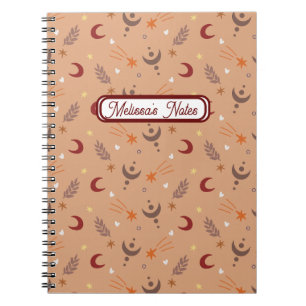 Carnet Cute Retro Brown Boho Nom Whimsical Personnalisé