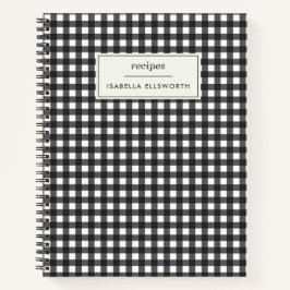 Carnet Cute Retro Noir En vichy Plaid Recette personnalis
