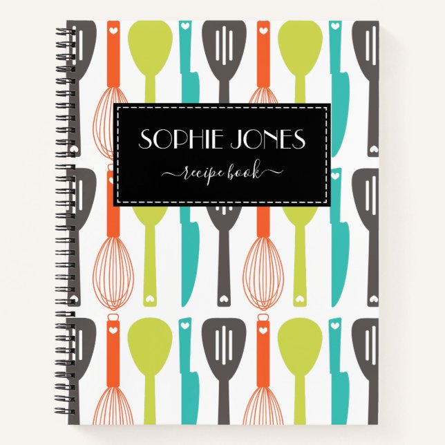 Carnet Cute Retro Ustensiles de cuisine Motif (Devant)