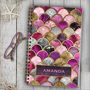 Carnet Cute rose chaud or sirène échelles girly sketchboo