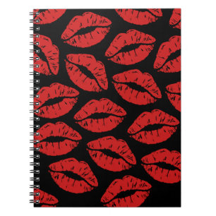 Carnet Cute Rouge Lipstick Bisses Kiss Lips motif