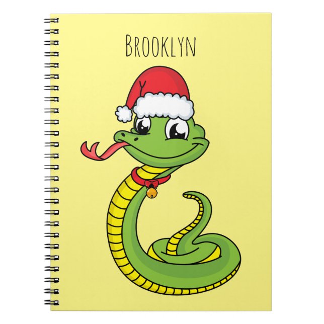 Carnet Cute serpent vert avec chapeau santa dessin animé (Devant)