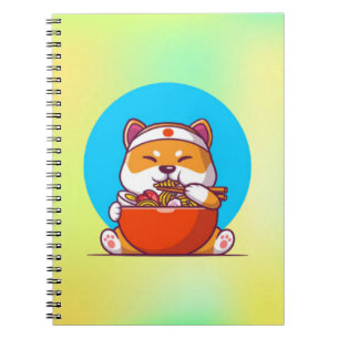 Carnet Cute Shiba Inu Manger Ramen Noodle Cartoon-23054