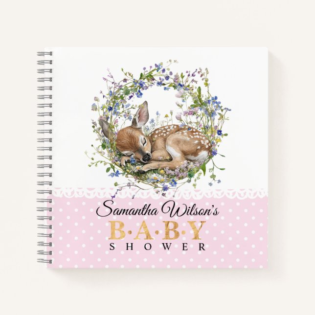 Carnet Cute Sleeping Doe Baby Shower Guest Book (Devant)