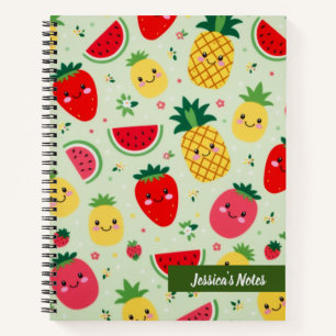 Carnet Cute Smiling Kawaii Fruits Motif Personnalisé