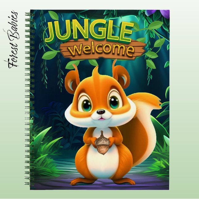 Carnet Cute Squirrel Jungle Welcome Woodland Wildlife 🐿 (Cute Wild Squirrel "Jungle Welcome"  Nature Wildlife Animal Cartoon Graphic Fun Forest Notebook 🐿)
