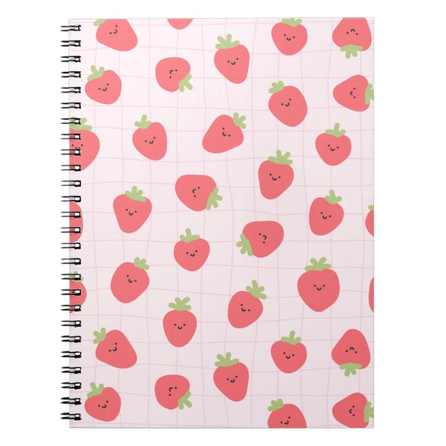 Carnet Cute Strawberry Pattern – Kawaii Strawberry (Devant)