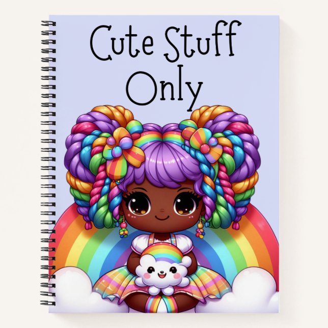 Carnet Cute Stuff Only - Blue Kawaii Rainbow (Devant)