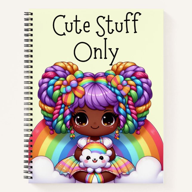 Carnet Cute Stuff seulement - Jaune Kawaii Arc-en-ciel (Devant)