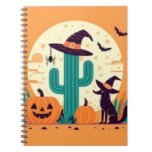 Carnet Cute, sud-ouest du désert d'Halloween/cactus