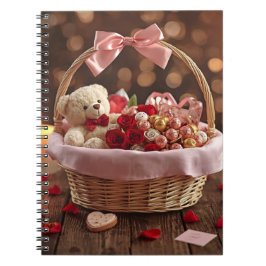 Carnet Cute Teddy Rose Basket Valentine Daily Gratitude