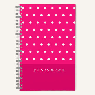 Carnet Cute tendance Fille Hot Pois Rose Personnalisé