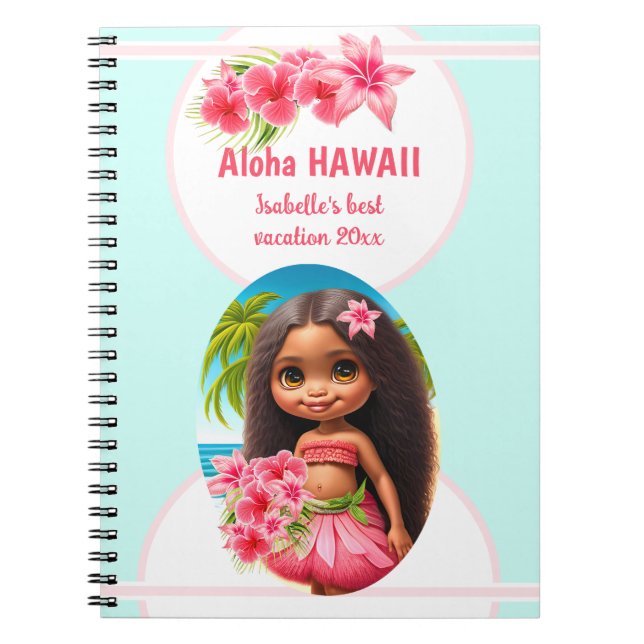 Carnet Cute Tiki Girl Summer Vacation Fille personnalisée (Devant)