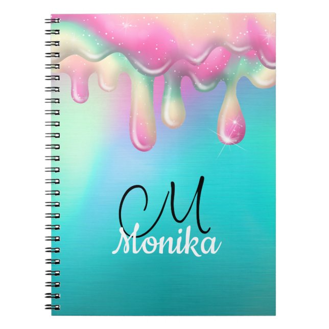 Carnet Cute Turquoise rose arc-en-ciel coulant Galaxy (Devant)