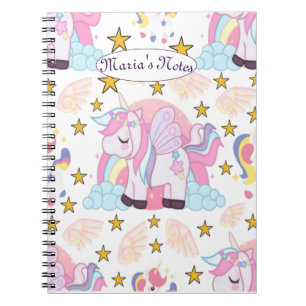 Carnet Cute Unicorn Rainbow Stars Nom Personnalisé