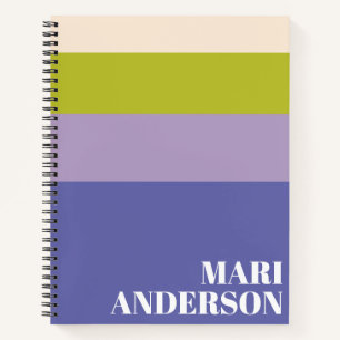 Carnet Cute Violet et Vert Stripes Moderne Personnalisé 