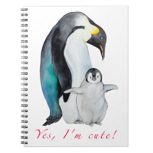 Carnet Cute watercolor emperor penguins