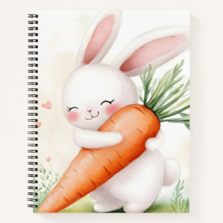 Carnet Cute Watercolor Spring Bunny Carrot