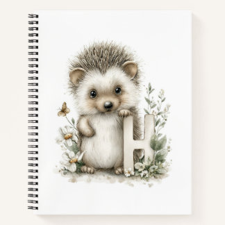 Carnet Cute Watercolour Baby Animals Alphabet Hedgehog