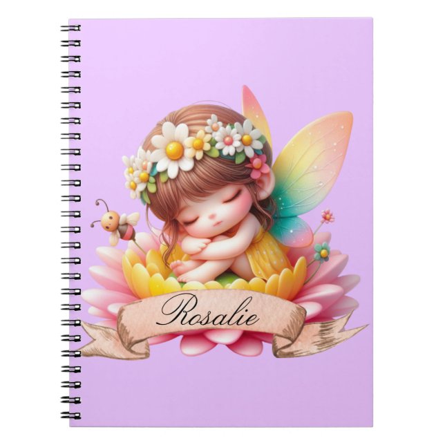 Carnet Cute Whimsical Floral Doux Rêves Dormir Fée (Devant)