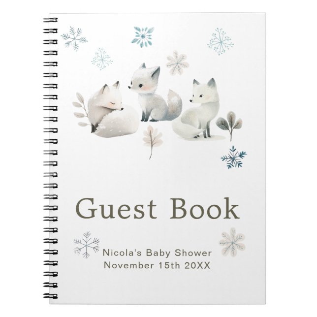 Carnet Cute Winter Arctic Wolf Baby Shower Guest Book (Devant)