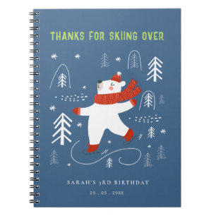 Carnet Cute Winter Forest Bear Ski Kids Guestbook