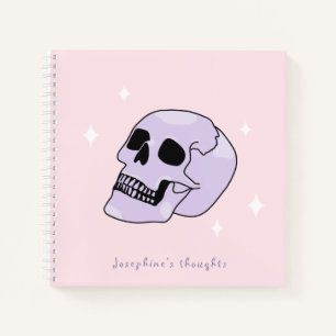 Carnet Cute Witchy Mystical Skull rose et pourpre Nom
