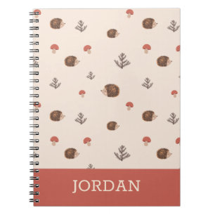 Carnet Cute Woodland Hérisson et Motif de champignons