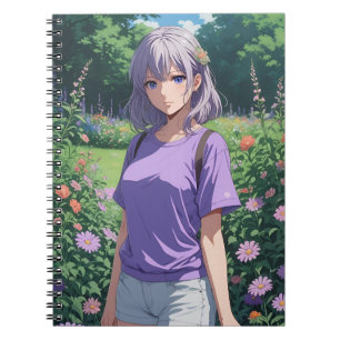 Carnet Cutesy Anime Girl aux cheveux pourpres