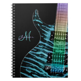 Carnet cyan personnalisé de musique de guitare